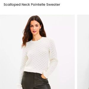 Loft Scalloped Pointelle Sweater, size medium